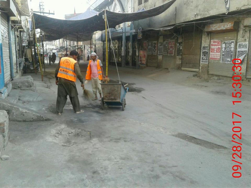 Cleanliness activities in different areas of city on Muharram ul Haram Processio